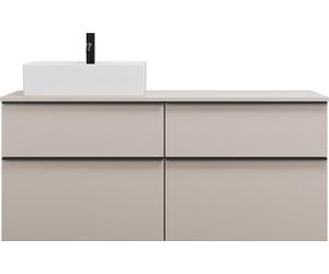 burgbad Eqio meuble sous-lavabo avec plan de toilette, découpe à gauche, 4 tiroirs, largeur 1400mm, SGUU140LF6583G0252