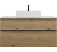 burgbad Eqio meuble sous-lavabo avec plan de toilette, découpe au centre, 2 tiroirs, largeur 1200mm, WXXH120F5662G0252