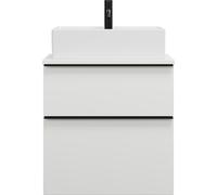 burgbad Eqio meuble sous-lavabo avec plan de toilette, découpe au centre, 2 tiroirs, largeur 600mm, WXXH060F2009G0252