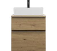 burgbad Eqio meuble sous-lavabo avec plan de toilette, découpe au centre, 2 tiroirs, largeur 600mm, WXXH060F5662G0252