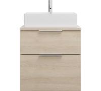 burgbad Eqio meuble sous-lavabo avec plan de toilette, découpe au centre, 2 tiroirs, largeur 600mm, WXXH060F3180G0146