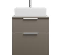 burgbad Eqio meuble sous-lavabo avec plan de toilette, découpe au centre, 2 tiroirs, largeur 600mm, WXXH060F2010G0146
