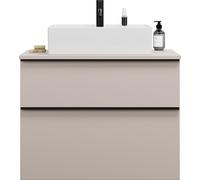 burgbad Eqio meuble sous-lavabo avec plan de toilette, découpe au centre, 2 tiroirs, largeur 800mm, WXXH080F6583G0252