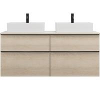 burgbad Eqio meuble sous-lavabo y compris plan de toilette avec 4 tiroirs, pour 2 vasques à poser, largeur 1400mm, SGUV140F3180G0252