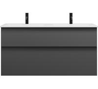 burgbad Eqio Slim double lavabo en céramique, meuble sous-lavabo avec 2 tiroirs inclus, 1220x490x620mm, SHBX122F6584C0001G0252