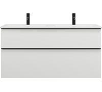 burgbad Eqio Slim double lavabo en céramique, meuble sous-lavabo avec 2 tiroirs inclus, 1220x490x620mm, SHBX122F2009C0001G0252