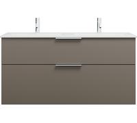 burgbad Eqio Slim double lavabo en céramique, meuble sous-lavabo avec 2 tiroirs inclus, 1220x490x620mm, SHBX122F2010C0001G0146