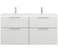 burgbad Eqio Slim double lavabo en céramique, meuble sous-lavabo avec éclairage LED inclus, avec 4 tiroirs, 1220x490x640mm, SHCA122F6582C0001G0146
