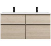 burgbad Eqio Slim double lavabo en céramique y compris meuble sous-lavabo avec 4 tiroirs, 1220x490x620mm, SHBZ122F3180C0001G0252