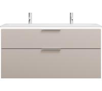 burgbad Eqio Slim lavabo en céramique avec 2 trous pour robinetterie, meuble sous-lavabo avec éclairage LED inclus, 1220x490x640mm, SHBW122F6583C0001G0146