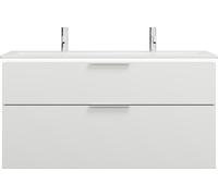 burgbad Eqio Slim lavabo en céramique avec 2 trous pour robinetterie, meuble sous-lavabo avec éclairage LED inclus, 1220x490x640mm, SHBW122F6582C0001G0146
