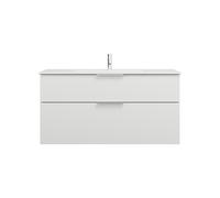 burgbad Eqio Slim lavabo en céramique avec meuble sous-lavabo, 1220x490x620mm, SHBT122F2009C0001G0146, Couleur: Blanc brillant / Blanc brillant, poignée chromée G0146