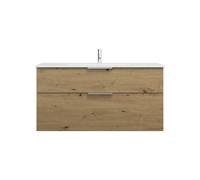burgbad Eqio Slim lavabo en céramique avec meuble sous-lavabo, 1220x490x620mm, SHBT122F5662C0001G0146, Couleur: Décor chêne Urban / Décor chêne Urban, Poignée chromée G0146