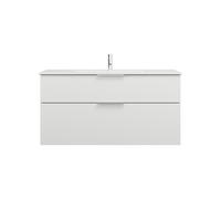 burgbad Eqio Slim lavabo en céramique avec meuble sous-lavabo, 1220x490x620mm, SHBT122F6582C0001G0146, Couleur: Blanc mat / Blanc mat, poignée chromée G0146