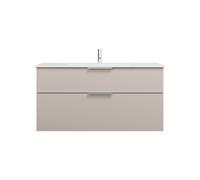 burgbad Eqio Slim lavabo en céramique avec meuble sous-lavabo, 1220x490x620mm, SHBT122F6583C0001G0146, Couleur: Gris clair mat / Gris clair mat, poignée chromée G0146