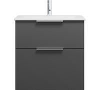 Burgbad Eqio Meuble avec vasque slim en céramique, 2 tiroirs, SHBT062F6584C0001G0146,