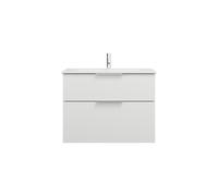 burgbad Eqio Slim lavabo en céramique avec meuble sous-lavabo, 820x490x620mm, SHBT082F2009C0001G0146, Couleur: Blanc brillant / Blanc brillant, poignée chromée G0146