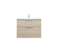 burgbad Eqio Slim lavabo en céramique avec meuble sous-lavabo, 820x490x620mm, SHBT082F3180C0001G0146, Couleur: Chêne Décor Cachemire / Chêne Décor Cachemire, manche G0146