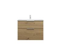 burgbad Eqio Slim lavabo en céramique avec meuble sous-lavabo, 820x490x620mm, SHBT082F5662C0001G0146, Couleur: Décor chêne Urban / Décor chêne Urban, Poignée chromée G0146