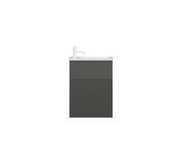 burgbad Fiumo, lavabo en fonte minérale avec meuble sous-lavabo, avec façade plissée largeur 470mm, SGGV047RF3958G0223, Couleur: Graphite doux mat / Graphite doux mat, poignée blanche mat G0223