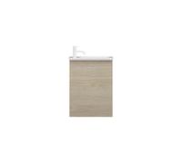 burgbad Fiumo, lavabo en fonte minérale avec meuble sous-lavabo, avec façade plissée largeur 470mm, SGGV047RF3959G0223, Couleur: Chêne décor Cachemire / Chêne décor Cachemire, poignée blanche mate G02