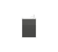 burgbad Fiumo, lavabo en fonte minérale avec meuble sous-lavabo, avec façade plissée largeur 470mm, SGGV047LF3958G0223, Couleur: Graphite doux mat / Graphite doux mat, poignée blanche mat G0223