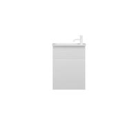 burgbad Fiumo, lavabo en fonte minérale avec meuble sous-lavabo, avec façade plissée largeur 470mm, SGGV047LF3956G0223, Couleur: Blanc mat / Blanc mat, poignée blanche mat G0223