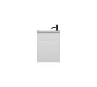 burgbad Fiumo, lavabo en fonte minérale avec meuble sous-lavabo, avec façade plissée largeur 470mm, SGGV047LF3956G0200, Couleur: Blanc mat / Blanc mat, poignée noire mat G0200