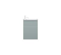 burgbad Fiumo, lavabo en fonte minérale avec meuble sous-lavabo, avec façade plissée largeur 470mm, SGGV047RF3957G0223, Couleur: Bleu glacier doux mat / Bleu glacier doux mat, poignée blanche mat G022