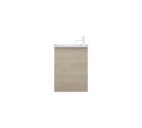 burgbad Fiumo, lavabo en fonte minérale avec meuble sous-lavabo, avec façade plissée largeur 470mm, SGGV047LF3959G0223, Couleur: Chêne décor Cachemire / Chêne décor Cachemire, poignée blanche mate G02