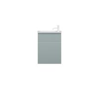 burgbad Fiumo, lavabo en fonte minérale avec meuble sous-lavabo, avec façade plissée largeur 470mm, SGGV047LF3957G0223, Couleur: Bleu glacier doux mat / Bleu glacier doux mat, poignée blanche mat G022