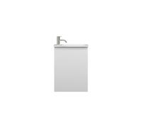 burgbad Fiumo, lavabo en fonte minérale avec meuble sous-lavabo, largeur 470 mm, SGGU047RF3956G0146, Couleur: Blanc mat / Blanc mat, poignée chromée G0146