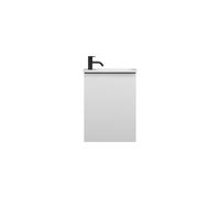 burgbad Fiumo, lavabo en fonte minérale avec meuble sous-lavabo, largeur 470 mm, SGGU047RF3956G0200, Couleur: Blanc mat / Blanc mat, poignée noire mat G0200