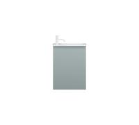 burgbad Fiumo, lavabo en fonte minérale avec meuble sous-lavabo, largeur 470 mm, SGGU047RF3957G0223, Couleur: Bleu glacier doux mat / Bleu glacier doux mat, poignée blanche mat G0223