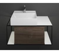 burgbad Junit lavabo en céramique avec meuble sous-lavabo SFKQ090, avec éclairage LED du meuble sous-lavabo, version gauche, largeur : 900mm, SFKQ090LF3152G0175, Couleur: Décor de châtaigne Truffe / D