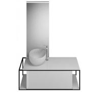 burgbad Junit set lavabo en fonte minérale avec meuble sous-lavabo, version droite, avec miroir éclairé SFLG120, largeur : 1200mm, SFLG120RF3148G0175, Couleur: Blanc Brillant / Blanc Brillant / Blanc