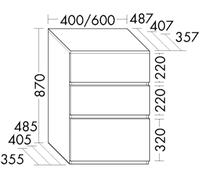 burgbad Lin20 Armoire basse, 3 tiroirs, 400x487x870mm, USIV040F5355