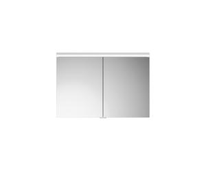 burgbad Lin20 Armoire de toilette avec éclairage LED et éclairage LED du lavabo, 2 portes, 1000x700x170mm, SPQL100F5395, Couleur: bleu glacé mat / panneau arrière gris anthracite