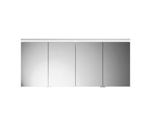 burgbad Lin20 Armoire de toilette avec éclairage LED et éclairage LED du lavabo, 4 portes, 1600x700x170mm, SPQL160F5395, Couleur: bleu glacé mat / panneau arrière gris anthracite