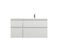 burgbad Lin20 lavabo en fonte minérale blanc brillant à droite, meuble sous lavabo inclus, 4 tiroirs 2 tailles différentes, 1220x495x612mm, SGIJ122RF5363C0001, Couleur: Blanc brillant