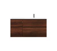 burgbad Lin20 lavabo en fonte minérale blanc brillant à droite, meuble sous lavabo inclus, 4 tiroirs 2 tailles différentes, 1220x495x612mm, SGIJ122RF5359C0001, Couleur: Décor chêne rouille