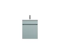 burgbad Lin20 lavabo en fonte minérale blanc brillant avec meuble sous lavabo, 1 cache, 1 tiroir, 520x365x612mm, SGQZ052F5395C0001, Couleur: bleu glacé mat / panneau arrière gris anthracite