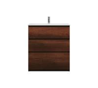 burgbad Lin20 lavabo en fonte minérale blanc brillant avec meuble souslavabo, 3 tiroirs, 820x495x902mm, SGHU082F5359C0001, Couleur: Décor chêne rouille
