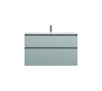burgbad Lin20 lavabo en fonte minérale blanc mat avec meuble sous-lavabo, 2 tiroirs, 1020x415x612mm, SGHR102F5395C0037, Couleur: bleu glacé mat / panneau arrière gris anthracite