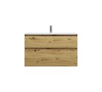burgbad Lin20 lavabo en fonte minérale blanc mat avec meuble sous-lavabo, 2 tiroirs, 1020x415x612mm, SGHR102F5353C0037, Couleur: Décor chêne Urban
