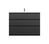 burgbad Lin20 lavabo en fonte minérale blanc mat avec meuble sous-lavabo, 3 tiroirs, 1220x495x902mm, SGHU122F5381C0037, Couleur: Gris foncé mat