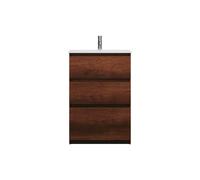 burgbad Lin20 lavabo en fonte minérale blanc mat avec meuble sous-lavabo, 3 tiroirs, 620x365x902mm, SGHQ062F5359C0037, Couleur: Décor chêne rouille
