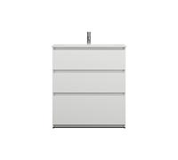 burgbad Lin20 lavabo en fonte minérale blanc mat avec meuble sous-lavabo, 3 tiroirs, 820x365x902mm, SGHQ082F5363C0037, Couleur: Blanc brillant