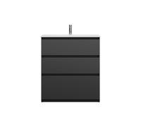 burgbad Lin20 lavabo en fonte minérale blanc mat avec meuble sous-lavabo, 3 tiroirs, 820x415x902mm, SGHS082F5381C0037, Couleur: Gris foncé mat