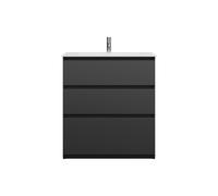 burgbad Lin20 lavabo en fonte minérale blanc mat avec meuble sous-lavabo, 3 tiroirs, 820x495x902mm, SGHU082F5381C0037, Couleur: Gris foncé mat